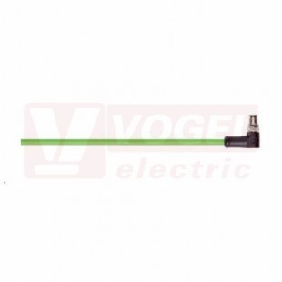 IE-EC-5-M8-A-10-P-2-26-FD-OE patch kabel pro průmys.Ethernet, EtherCat, Cat.5e, M8/4-pin/úhlová/vidlice/kód-A + volný konec kabelu, PUR, barva zelená (RAL6018), do energetických řetězů, IP67, délka 10m (2171733)