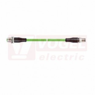 IE-EC-5-M12DF-S-1-P-2-26-FD-M12D-S patch kabel pro průmys.Ethernet, EtherCat, Cat.5e, M12/4-pin/přímý/vidlice/kó-D + M12/4-pin/přímý/zásuvka/kód-D, PUR, barva zelená (RAL6018), do energetických řetězů, IP67, délka 1m (2171737)