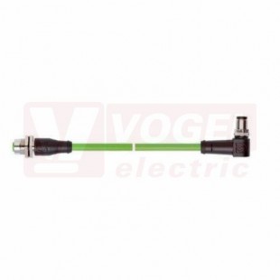 IE-EC-5-M12DF-S-0,5-P-2-26-FD-M12D-A patch kabel pro průmys.Ethernet, EtherCat, Cat.5e, M12/4-pin/přímý/vidlice/kód-D + M12/4-pin/úhlová/zásuvka/kód-D, PUR, barva zelená (RAL6018), do energetických řetězů, IP67, délka 0,5m (2171743)