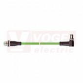 IE-EC-5-M12DF-S-10-P-2-26-FD-M12D-A patch kabel pro průmys.Ethernet, EtherCat, Cat.5e, M12/4-pin/přímý/vidlice/kód-D + M12/4-pin/úhlová/zásuvka/kód-D, PUR, barva zelená (RAL6018), do energetických řetězů, IP67, délka 10m (2171748)