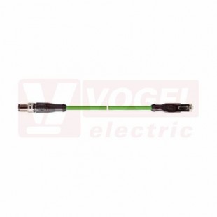 IE-EC-5-M12D-S-0,5-P-2-26-FD-RJ45 patch kabel pro průmys.Ethernet, EtherCat, Cat.5e, M12/4-pin/přímý/vidlice/kód-D + konektor RJ45, PUR, barva zelená (RAL6018), do energetických řetězů, IP67, délka 0,5m (2171750)