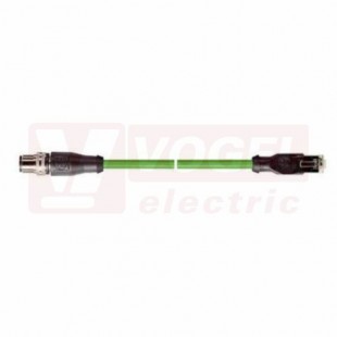 IE-EC-5-M8-S-2-P-2-26-FD-RJ45 patch kabel pro průmys.Ethernet, EtherCat, Cat.5e, M8/4-pin/přímý/vidlice/kód-A + konektor RJ45, PUR, barva zelená (RAL6018), do energetických řetězů, IP67, délka 2m (2171759)