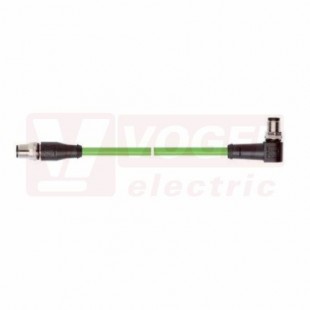 IE-EC-5-M12D-A-5-P-2-26-FD-M12D-S patch kabel pro průmys.Ethernet, EtherCat, Cat.5e, M12/4-pin/úhlový/vidlice/kód-D + M12/4-pin/přímý/vidlice/kód.-D, PUR, barva zelená (RAL6018), do energetických řetězů, IP67, délka 5m (2171789)