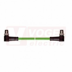 IE-EC-5-M12D-A-5-P-2-26-FD-M12D-A patch kabel pro průmys.Ethernet, EtherCat, Cat.5e, 2x M12/4-pin/úhlový/vidlice/kód-D, PUR, barva zelená (RAL6018), do energetických řetězů, IP67, délka 5m (2171910)