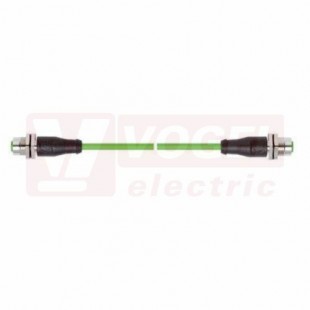IE-EC-5-M12DF-S-1-P-2-26-FD-M12DF-S patch kabel pro průmys.Ethernet, EtherCat, Cat.5e, 2x M12/4-pin/přímý/zásuvka/kód-D, PUR, barva zelená (RAL6018), do energetických řetězů, IP67, délka 1m (2171916)