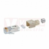 RJ45 konektor pro kabely s plným jádrem AWG24 a lankovým jádrem AWG26 (Stewart) Cat.5, světle šedý, průměr vnějšího pláště 5,72mm (CE6323)