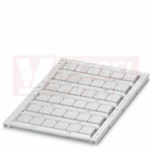 UCT-TM 10 štítek pro značení svorek, bez potisku, bílé, montáž aretací, š 10,2mm, popis.pole 8,9x9,6mm, (1 karta = 36ks) (1 balení = 10 karet) (0829142)