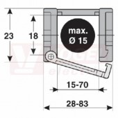 MP 18.2 050 RV038 řetězový článek rádius 38mm, výška 18/23mm, šířka 50/63mm, délka článku 33mm (30ks/1bm), pro otevírací přepážky vnitřní (MR-018205003800)