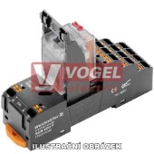 DRMKITP 24VAC 4CO LD/PB paticové relé, 4 přepínací kontakt, 5A/250VAC AgNi pozlacené, LED indikace červená, test.tlač. ANO, patice pružinová PUSH-IN, š=30,6mm (2576100000)