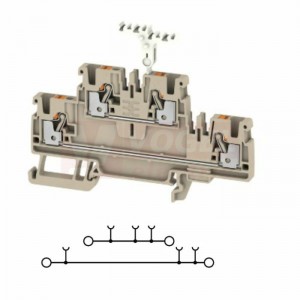 A2T 2,5 SNAPMARK svorka řadová, průchozí, dvoupatrová PUSH-IN 2,5mm2, 24A/800V, tm.béžová, š=5,1mm, upevnění na DIN lištu TS35 (2581250000)