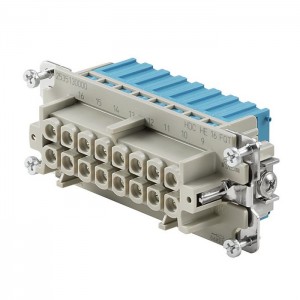 Konektor  16pin Z 16A/500V HDC HE 16 FQT BL, technologie připojení vodiče SNAP-IN do 4mm2, modrá svorkovnice (2535130000)