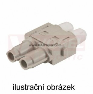 09140023025 Han HV single modul, vložka konektoru, V, 2pin, 16A/2500V, krimpovací, 0,5-4mm2, polykarbonát/teflon (PTFE) RAL7032 (krimpovací kontatky obj.zvlášť)