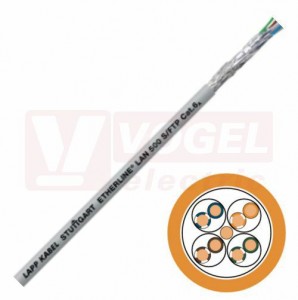 ETHERLINE LAN Cat.6A F/FTP 4x2x23AWG LSZH kabel pro Ethernet Cat.6 třída EA, použití v místech s vys. hustotou konc. zařízení (budovy), oranž. (RAL2003), vnější plášť z LSZH, celk. stínění i stínění párů AL kašír. plast.folií (2170962)