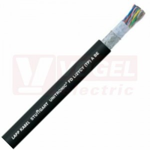 Unitronic FD Li2YCY (TP) A BE 12x2x0,14mm2 kabel datový párový stíněný, barevné žíly podle DIN 47100, černý vnější plášť z PVC, použití do ener.řetezů RAL9005 (0031385)