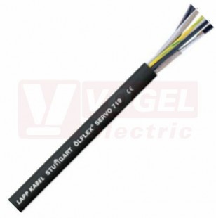 Ölflex Servo 719  600/1000V 4G 4,0 + (2x1,0) + (2x1,5) servokabel, napájecí žíly ČE číslované se ze/žl, žíly k servu dvoupárové stíněné ČE číslované 5-8, plášť PVC černý, certifikace UL/CSA (1020075)