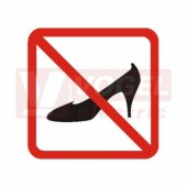 Samolepka bezpečnostní "Zákaz vstupu v obuvi" (červený čtverec, bílý podklad) symbol 10x10cm (DT028A)