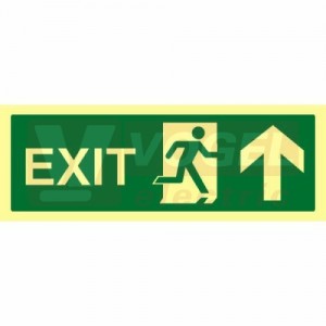 Samolepka fotoluminiscenční "EXIT-šipka nahoru" (zelený podklad), symbol s textem 30x15cm (FLZ61)