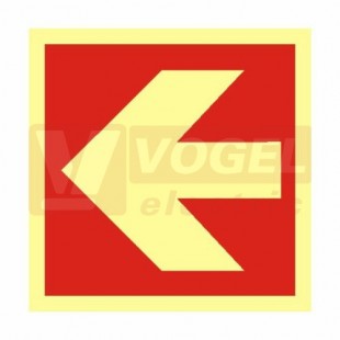 Samolepka fotoluminiscenční "Směrovka levá/pravá k zařízení PO." (červený podklad), symbol 10x10cm (FLZ14)