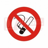 Samolepka bezpečnostní "Zákaz kouření" (červený kruh, bílý podklad) se symbolem 10x10cm (DT027)