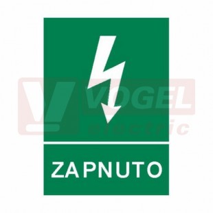Tabulka informační "Zapnuto" (bílý tisk, zelený podklad),symbol s textem (6104) A4