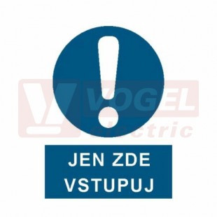 Tabulka příkazová "Jen zde vstupuj" (bílý tisk, modrý podklad), symbol s textem (3904) A4