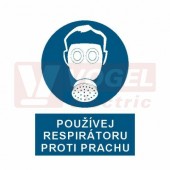 Tabulka příkazová "Používej respirátoru proti prachu" (bílý tisk, modrý podklad), symbol s textem (3802) A4