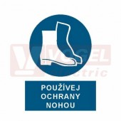 Tabulka příkazová "Používej ochrany nohou" (bílý tisk, modrý podklad), symbol s textem (2607) A4