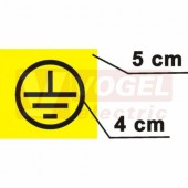 Samolepka bezpečnostní "Znak uzemnění v kruhu" 4cm (černý tisk, žlutý podklad), 5x5cm (DT012g)