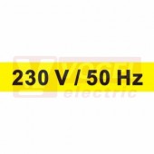 Samolepka bezpečnostní "230 V/50 Hz" (černý tisk, žlutý podklad), 8x2cm (DT006b)
