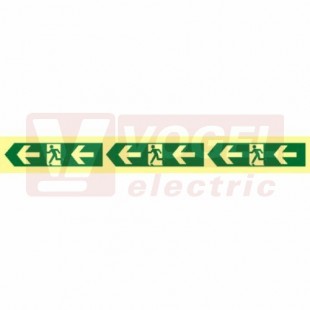 Samolepka fotoluminiscenční "Pruh- značení směru úniku vlevo" (zelený podklad), symbol 6cmx1m (FLZ64)