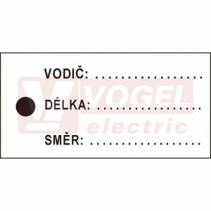 Tabulka bezpečnostní "Kabelové štítky VODIČ….DÉLKA…..SMĚR…." (černý tisk, zelený podklad), 7x3cm (DT040E)