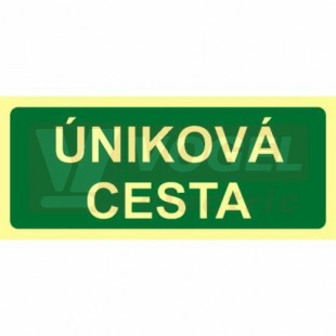 Samolepka fotoluminiscenční "Úniková cesta" text 20x10cm (zelený podklad), (FLZ37)