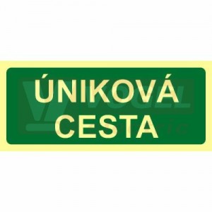 Samolepka fotoluminiscenční "Úniková cesta" text 20x10cm (zelený podklad), (FLZ37)