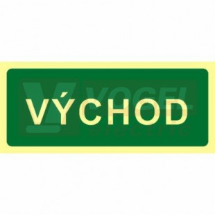 Samolepka fotoluminiscenční "VÝCHOD" text 20x10cm (zelený podklad), (FLZ34)