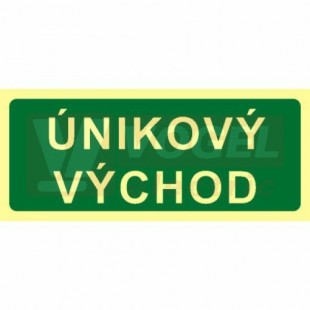 Samolepka fotoluminiscenční "ÚNIKOVÝ VÝCHOD" text (zelený podklad), (FLZ33) A5