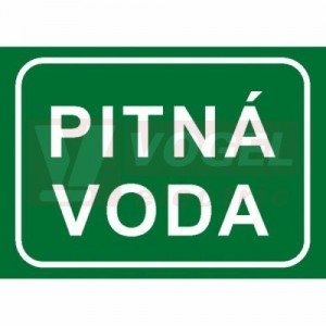 Samolepka informační "Pitná voda" text (bílý tisk, zelený podklad), (7895A) A4