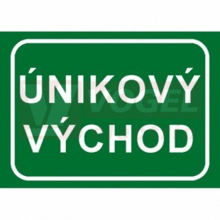 Tabulka informační "Únikový východ" text bez symbolu (bílý tisk, zelený podklad), (7810B) A6