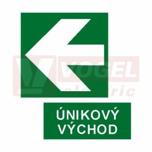 Tabulka informační "Únikový východ+šipka" (bílý tisk, zelený podklad), symbol s odděleným textem (7810A) A6