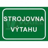 Samolepka informační "Strojovna výtahu" (bílý tisk, zelený podklad), text v rámečku (6132C) A5