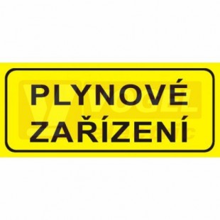 Samolepka informační "Plynové zařízení" text 21x9cm (černý tisk, žlutý podklad), (7891)