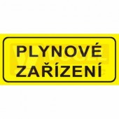 Samolepka informační "Plynové zařízení" text 21x9cm (černý tisk, žlutý podklad), (7891)