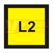 Samolepka bezpečnostní "L2" (černý tisk, žlutý podklad),  2,5x2,5cm (DT002_L2)