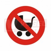 Samolepka bezpečnostní "Zákaz vjíždění s kočárkem" (červený kruh, bílý podklad),  symbol 10x10cm (DT028CH)