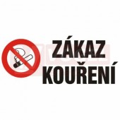 Tabulka zákazová "Zákaz kouření" vodorovný (černý tisk, bílý podklad) písmo 5cm, symbol s textem 35x15cm (4202NV3)