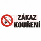 Samolepka zákazová "Zákaz kouření" vodorovný-velký (černý tisk, bílý podklad) písmo 5cm, symbol s textem 53x20cm (4202NV2)