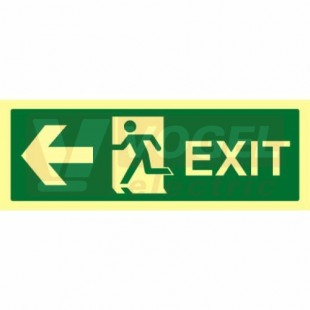 Tabulka fotoluminiscenční "EXIT-šipka vlevo" (zelený podklad), plast 1mm 30x15cm, symbol s textem (FLZ63)