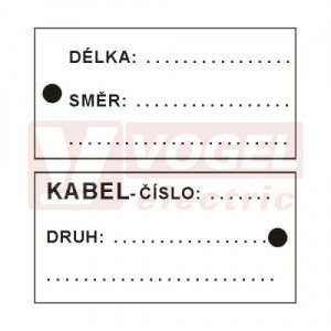 Tabulka bezpečnostní "KABEL-číslo…DRUH:…..DÉLKA….SMĚR….." (černý tisk, zelený podklad) oboustranné 10x4,5cm, (DT040D)