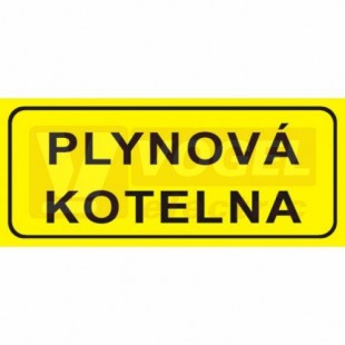 Samolepka informační "Plynová kotelna" text 21x9cm (černý tisk, žlutý podklad), (7999)