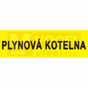 Samolepka informační "Plynová kotelna" text 21x7,5cm (černý tisk, žlutý podklad), (7999)