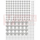 Samolepka bezpečnostní "Znak uzemnění v kruhu" (černý tisk, bílý podklad) 3 velikosti, (1arch=246ks), (DT011a)